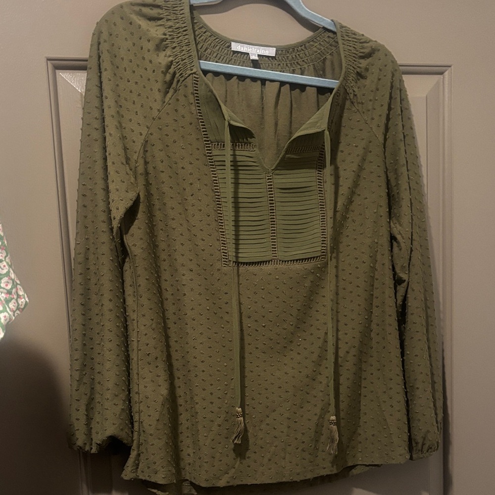 Daniel Rainn Olive Textured Blouse